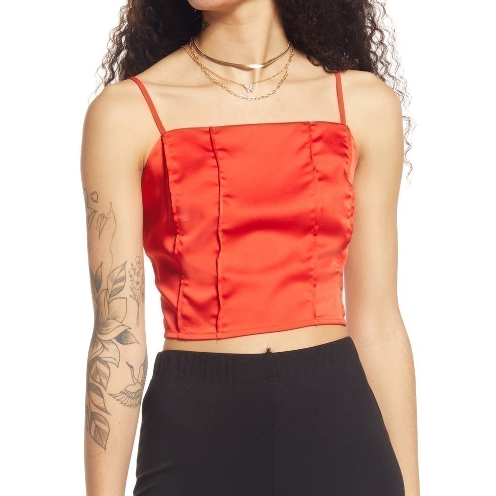NWT BP. Satin Seamed Cami in Red Scarlet